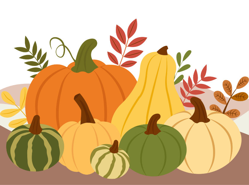 Pumpkin-clipart A custom designed artwork of pumpkins against a neutral background